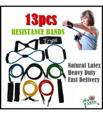 NEW 13PCS RESISTANCE FITNESS EXERCISE BANDS SET TUBE HOME DOOR YOGA LOOP GYM ABS