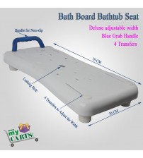 Free Post Deluxe adjustableBath Board Bathtub Seat with Grab Handle
