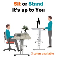 Wheel Mobile Stand Up Desk Height Adjustable Home Office Desk Stand and Seating